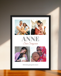 Kişiye Özel Anne Dört Fotoğraf Tablosu