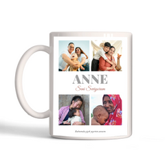 Kişiye Özel Anne Dört Fotoğraf Kupa Bardak